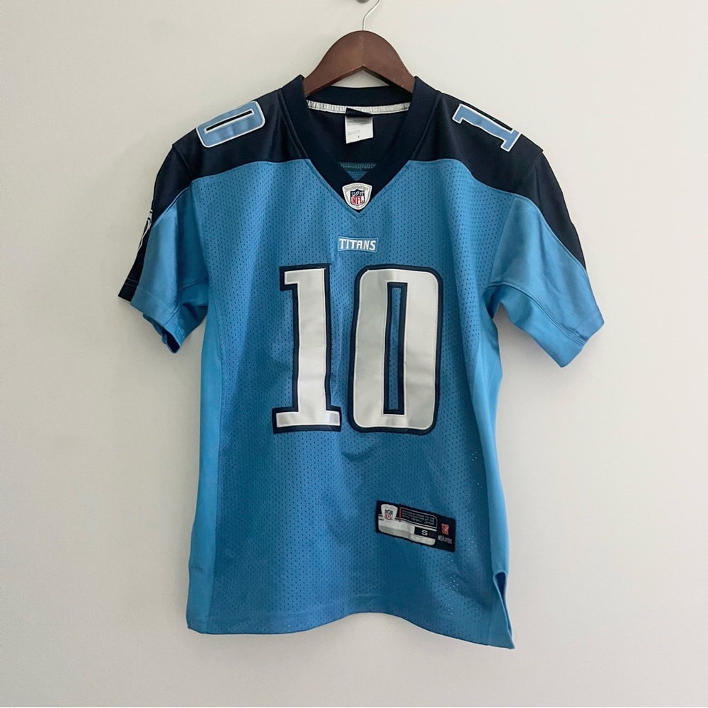 Reebok Premier NFL Jersey Tennessee Titans Jake Locker #10 Blue Mesh Youth Small